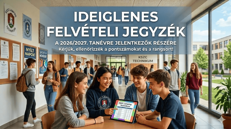 Ideiglenes felvételi jegyzék 2026/2027-es tanévre